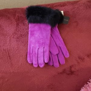 Suede and rabbit fur